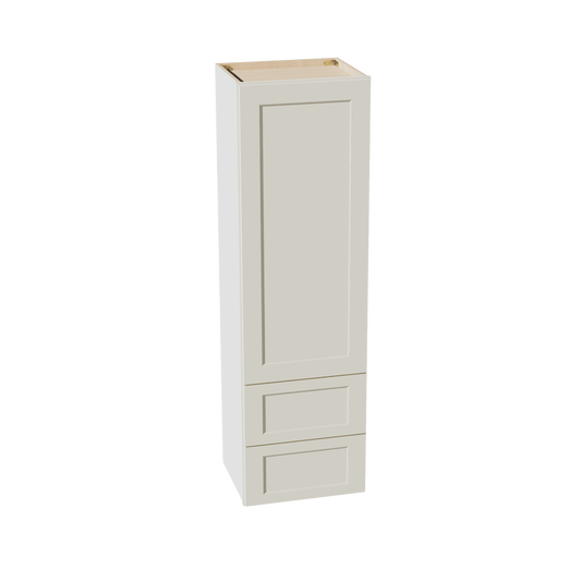 TW - WD1860: Creamy White Shaker 18"W x 60"H 1 Door & 2 Drawers Special Wall Cabinet - NextCabinets