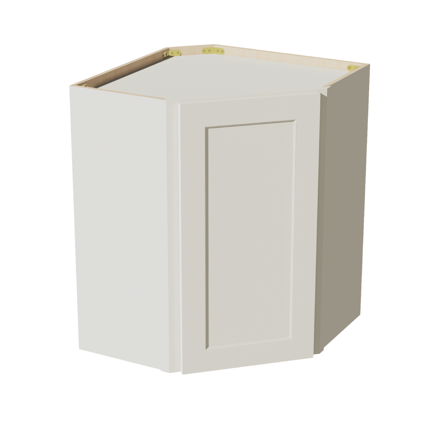 TW - WDC2430: Creamy White Shaker 24"W x 30"H 1 Door & 2 Shelves Diagonal Wall Corner Cabinet - NextCabinets