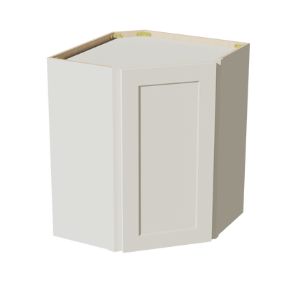 TW - WDC2430: Creamy White Shaker 24"W x 30"H 1 Door & 2 Shelves Diagonal Wall Corner Cabinet - NextCabinets