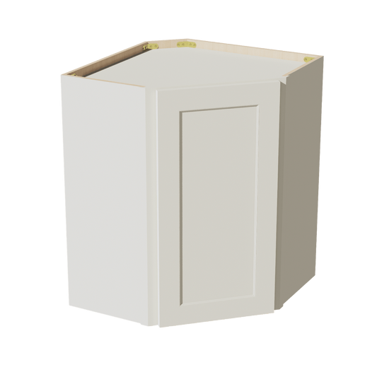 TW - WDC2430: Creamy White Shaker 24"W x 30"H 1 Door & 2 Shelves Diagonal Wall Corner Cabinet - NextCabinets