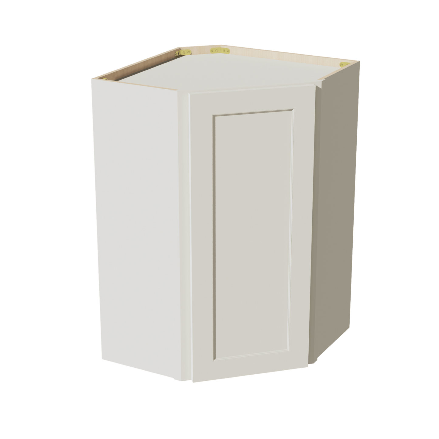 TW - WDC2436: Creamy White Shaker 24"W x 36"H 1 Door & 2 Shelves Diagonal Wall Corner Cabinet - NextCabinets