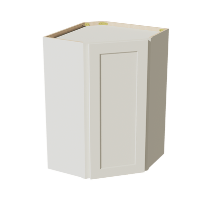 TW - WDC2436: Creamy White Shaker 24"W x 36"H 1 Door & 2 Shelves Diagonal Wall Corner Cabinet - NextCabinets