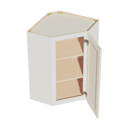 TW - WDC2436: Creamy White Shaker 24"W x 36"H 1 Door & 2 Shelves Diagonal Wall Corner Cabinet - NextCabinets