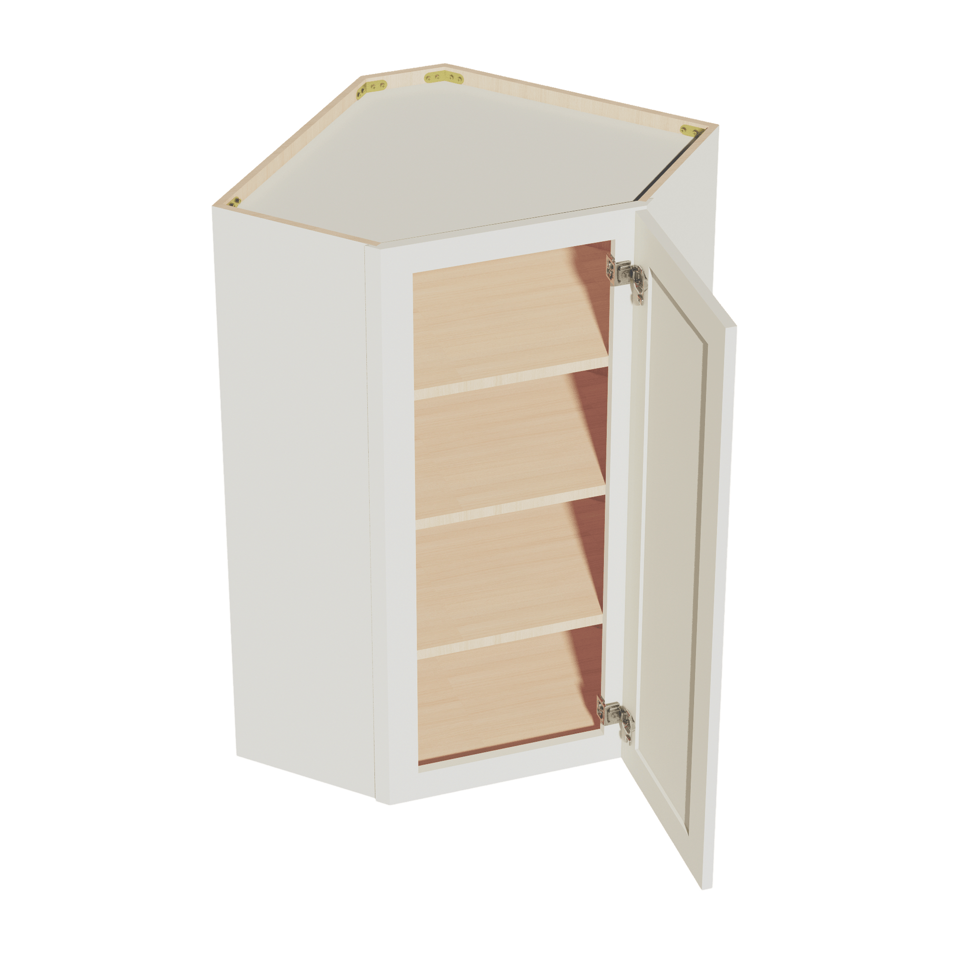 TW - WDC2442: Creamy White Shaker 24"W x 42"H 1 Door & 2 Shelves Diagonal Wall Corner Cabinet - NextCabinets