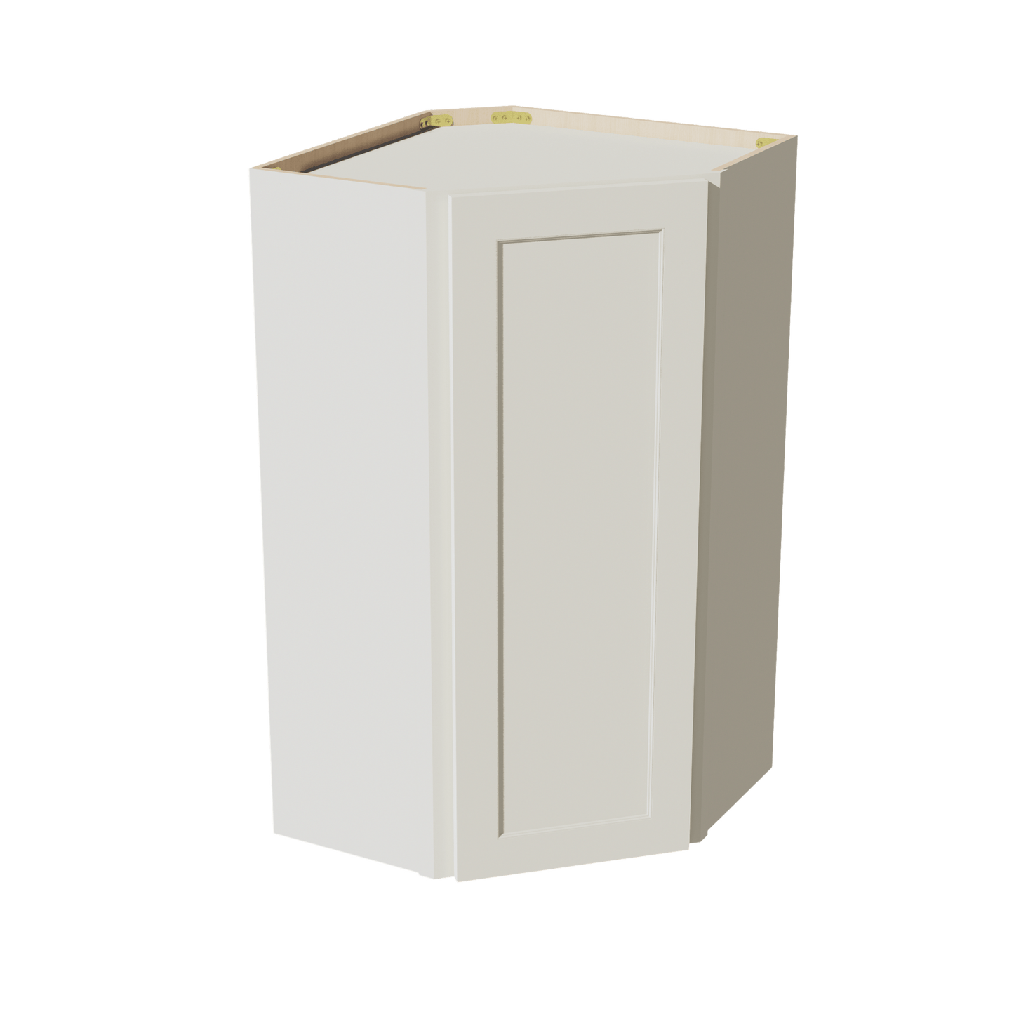 TW - WDC2442: Creamy White Shaker 24"W x 42"H 1 Door & 2 Shelves Diagonal Wall Corner Cabinet - NextCabinets