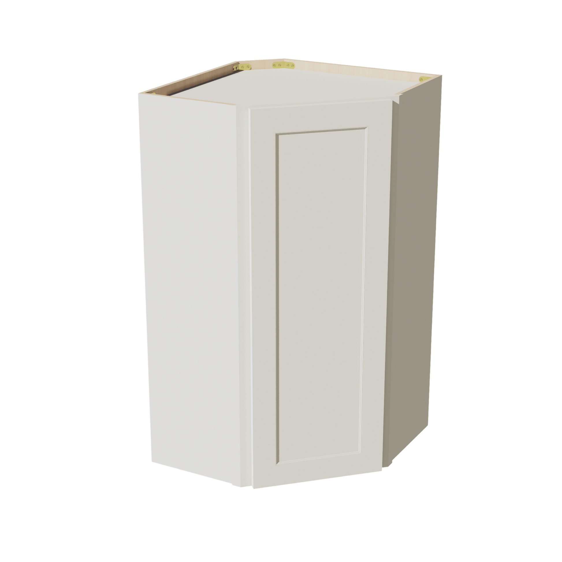 TW - WDC2442: Creamy White Shaker 24"W x 42"H 1 Door & 2 Shelves Diagonal Wall Corner Cabinet - NextCabinets