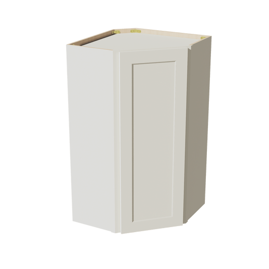 TW - WDC2442: Creamy White Shaker 24"W x 42"H 1 Door & 2 Shelves Diagonal Wall Corner Cabinet - NextCabinets