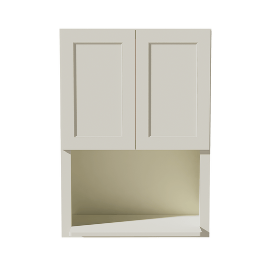 TW - WM3042: Creamy White Shaker 30"W x 42"H 2 Door & 1 Shelf Wall Built - in Microwave Cabinets - NextCabinets