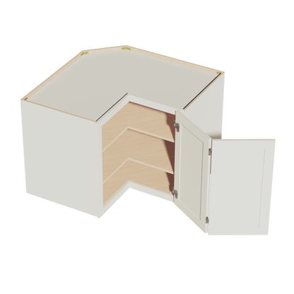 TW - WPC2430: Creamy White Shaker 24"W x 30"H 1 Door & 2 Shelves Pie Cut Wall Corner Cabinet - NextCabinets