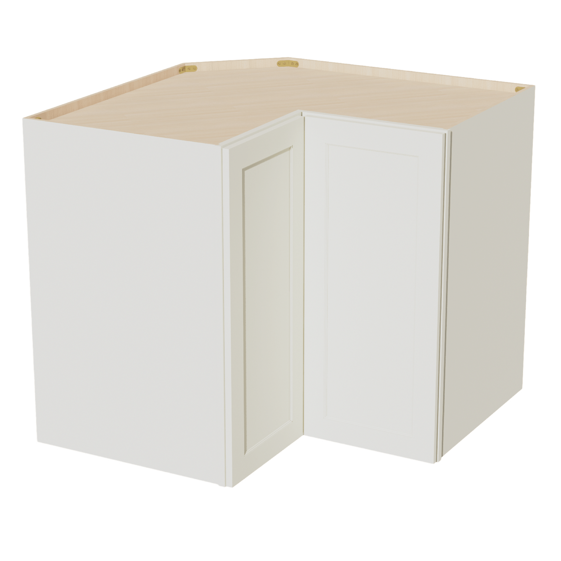 TW - WPC2436: Creamy White Shaker 24"W x 36"H 1 Door & 2 Shelves Pie Cut Wall Corner Cabinet - NextCabinets