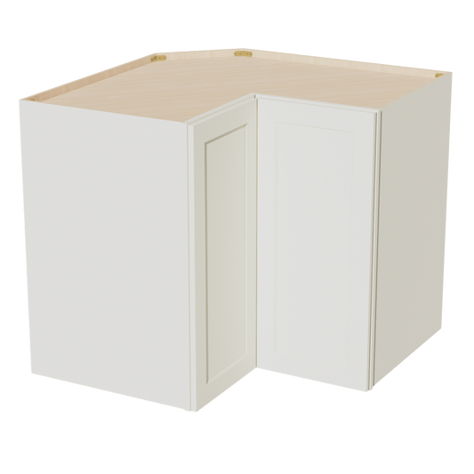 TW - WPC2436: Creamy White Shaker 24"W x 36"H 1 Door & 2 Shelves Pie Cut Wall Corner Cabinet - NextCabinets