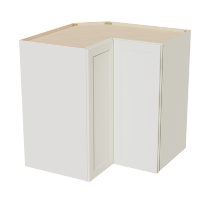 TW - WPC2442: Creamy White Shaker 24"W x 42"H 1 Door & 3 Shelves Pie Cut Wall Corner Cabinet - NextCabinets