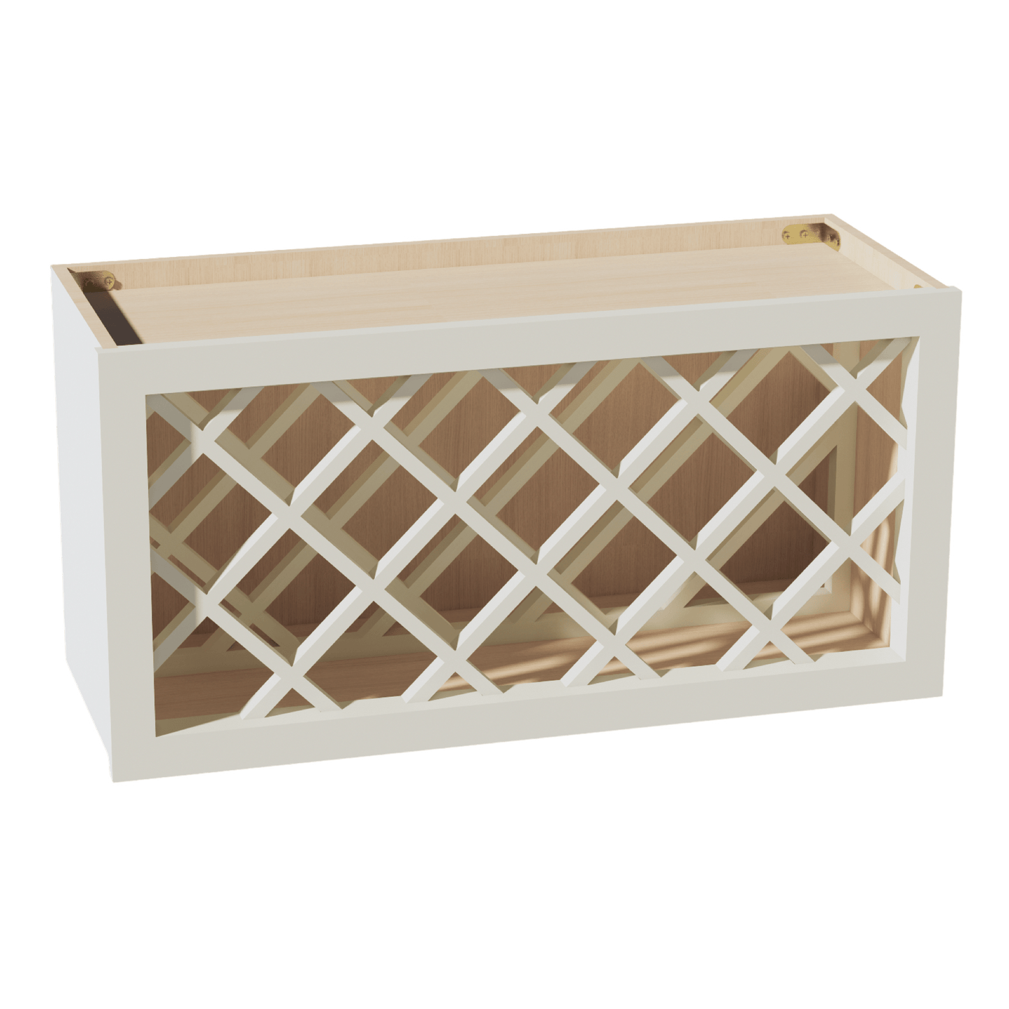 TW - WR3015: Creamy White Shaker 30"W x 15"H x 12"D Wall Wine Rack Incl. Shelf - NextCabinets