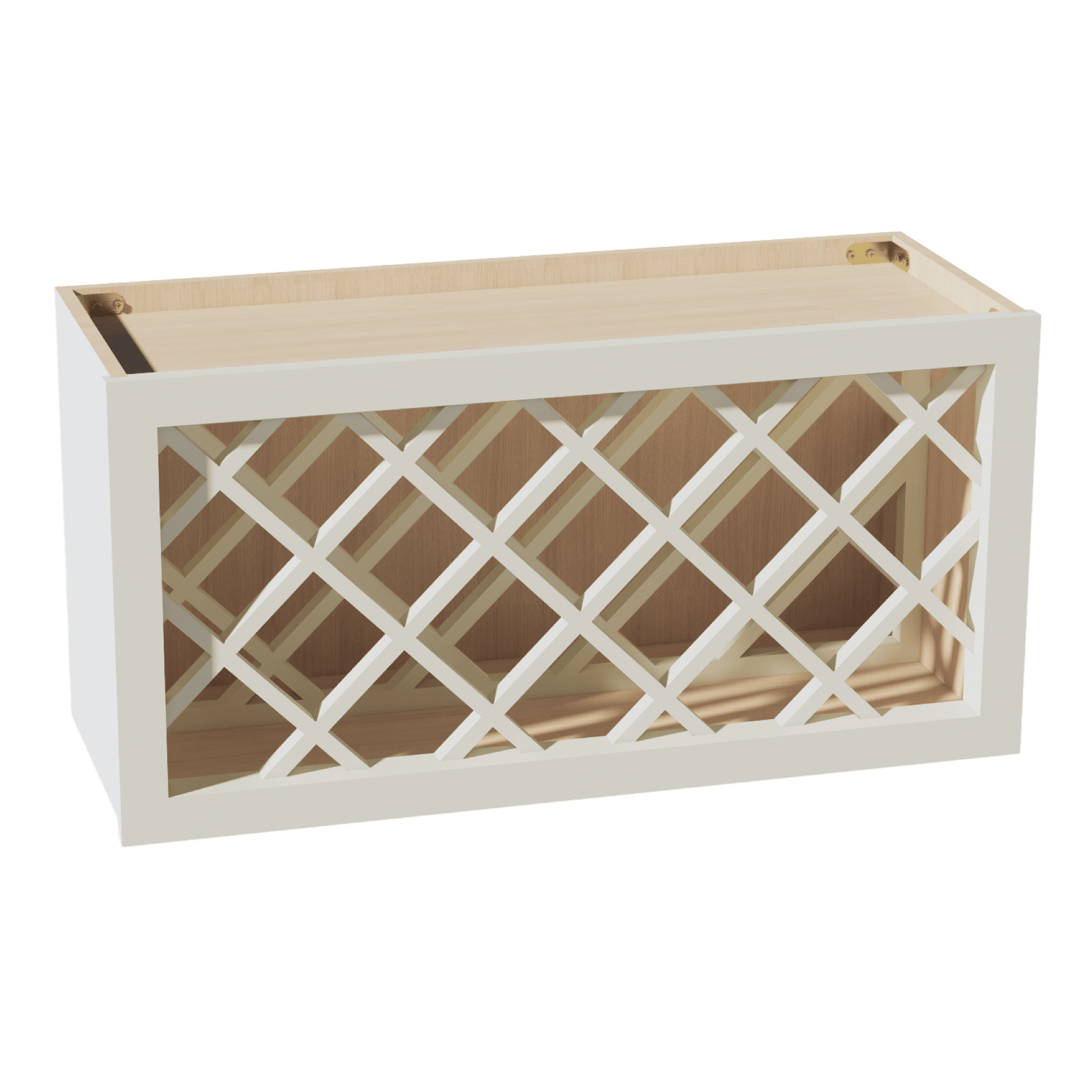 TW - WR3015: Creamy White Shaker 30"W x 15"H x 12"D Wall Wine Rack Incl. Shelf - NextCabinets