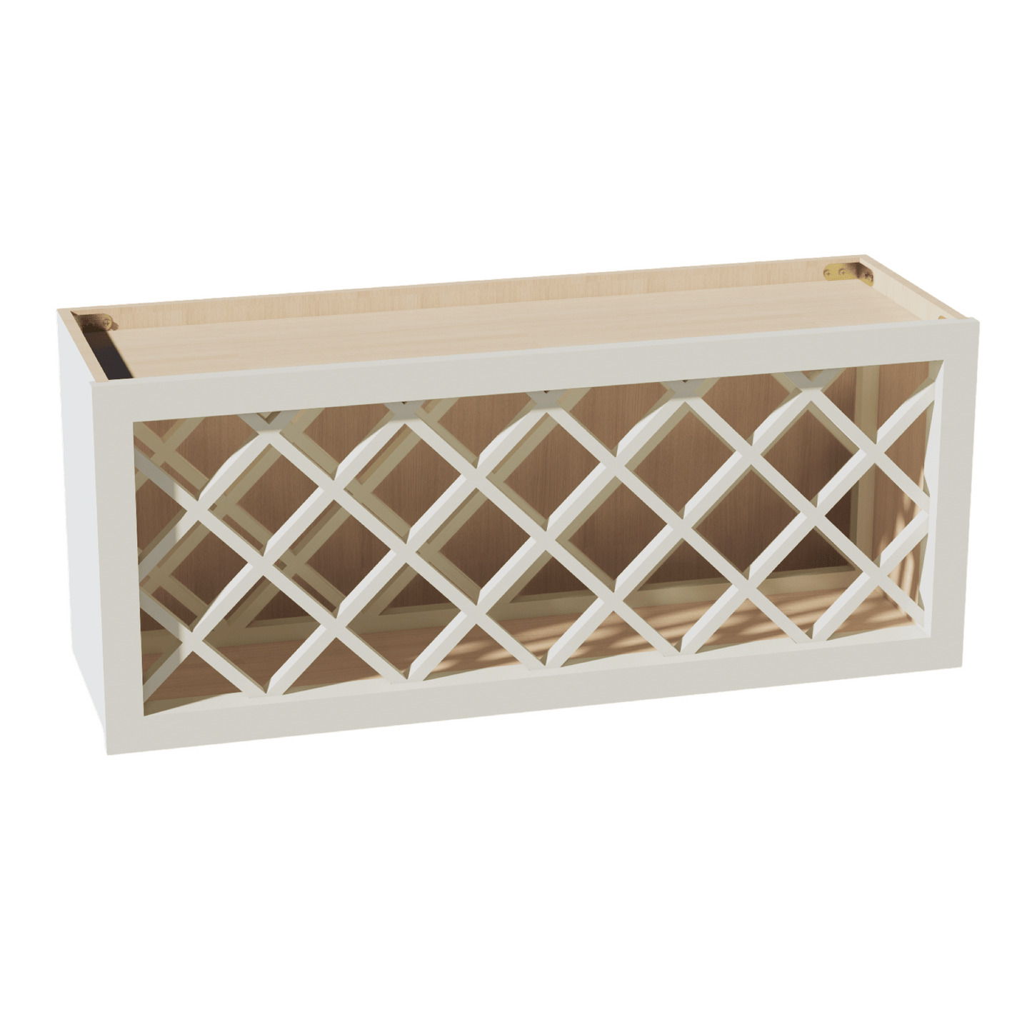 TW - WR3615: Creamy White Shaker 36"W x 15"H x 12"D Wall Wine Rack Incl. Shelf - NextCabinets