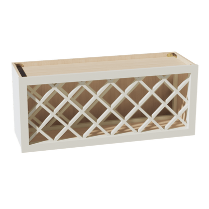 TW - WR3615: Creamy White Shaker 36"W x 15"H x 12"D Wall Wine Rack Incl. Shelf - NextCabinets